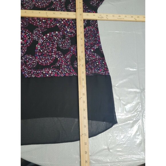 Michael Kors Womens Size XS crew Neck Long Sleeve Floral Peasant Top purple --21 - Picture 10 of 12